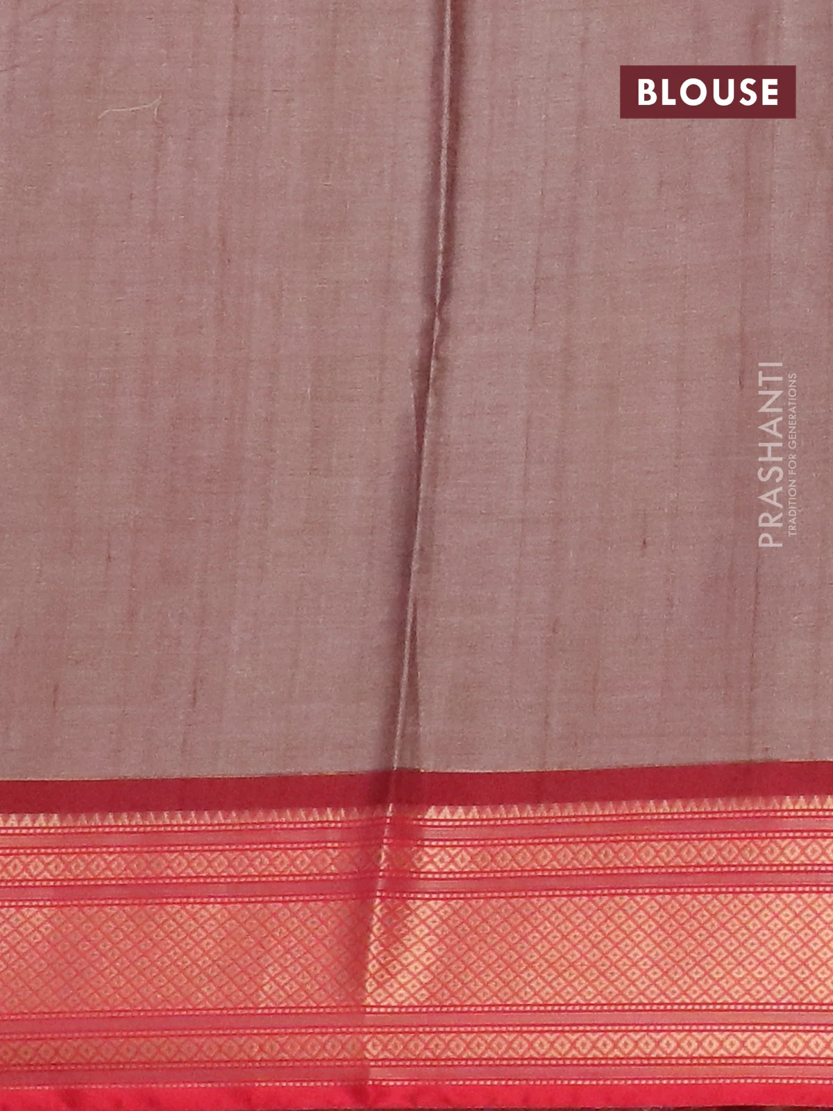 Semi kanchipuram silk saree pastel brown grey and red with allover floral butta prints and zari woven border - Image 4