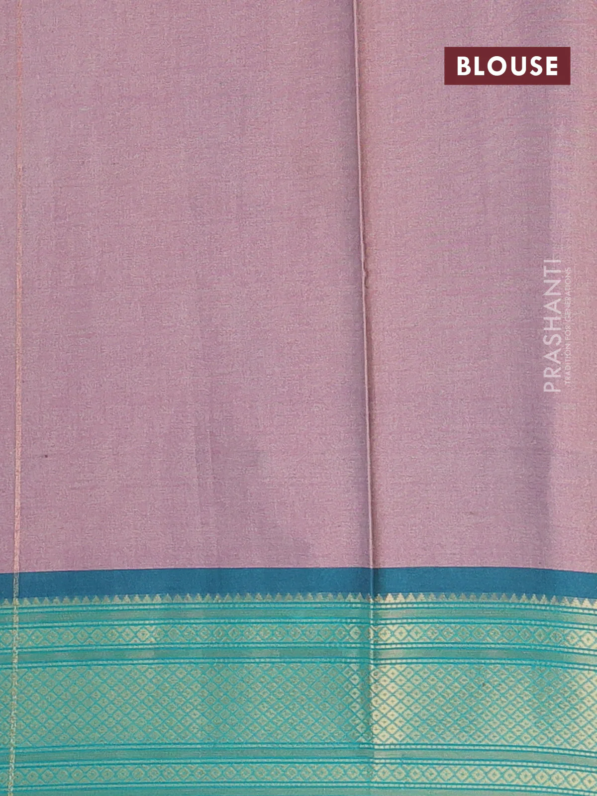 Semi kanchipuram silk saree pastel pink and teal green with allover digital prints and zari woven border - Image 4