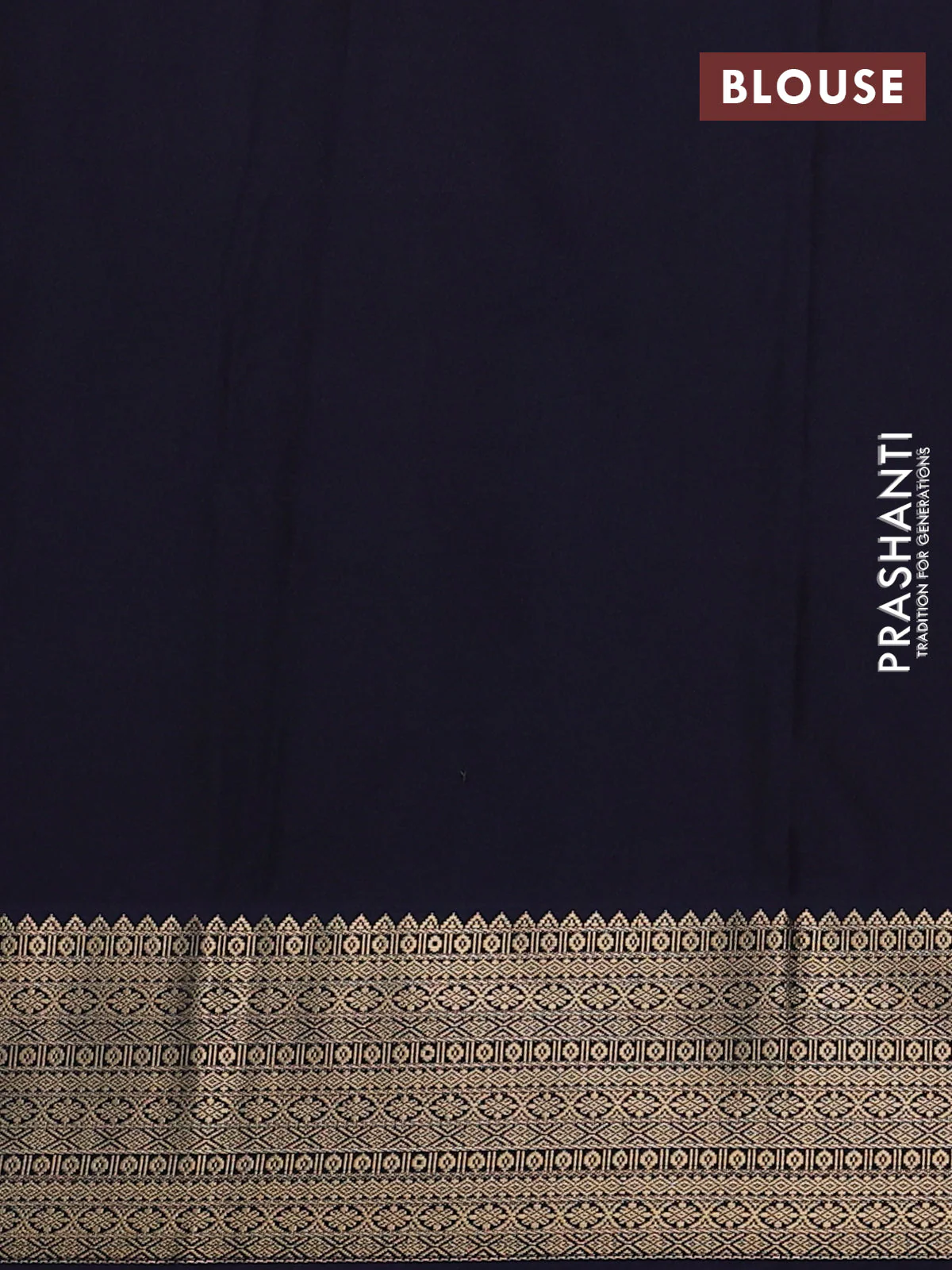 Semi kanchipuram silk saree peach orange and navy blue with zari woven buttas and zari woven korvai border - Image 3