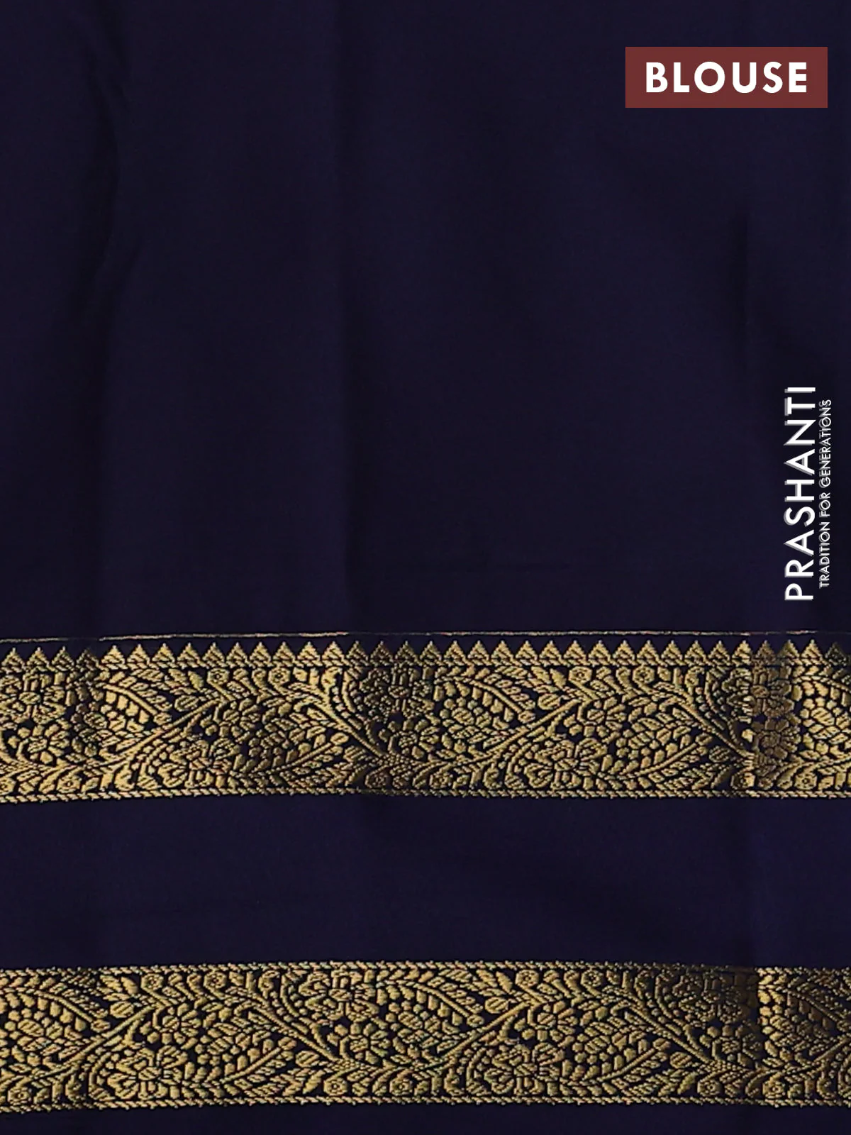 Semi kanchipuram silk saree peach pink and navy blue with allover zari checks & buttas and rettapet zari woven korvai border - Image 3