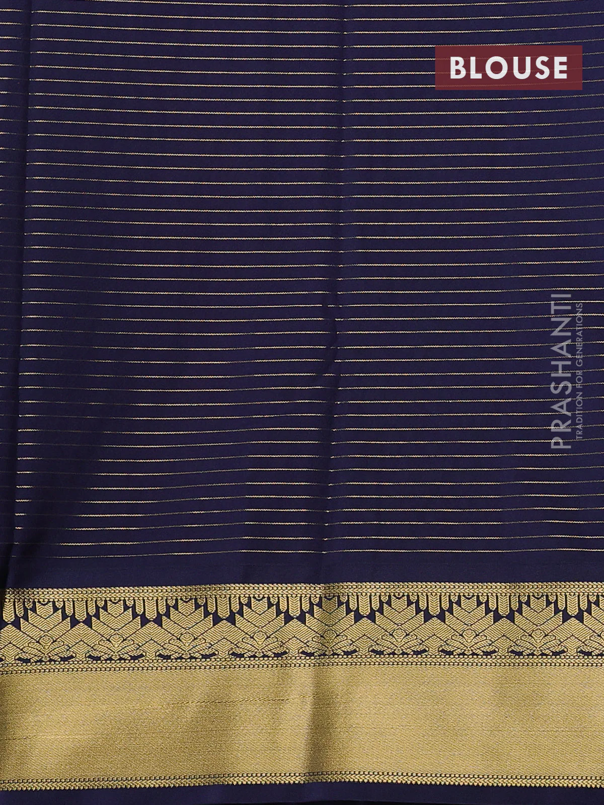 Semi kanchipuram silk saree peach pink and navy blue with allover zari weaves & buttas and rich zari korvai border - Image 3