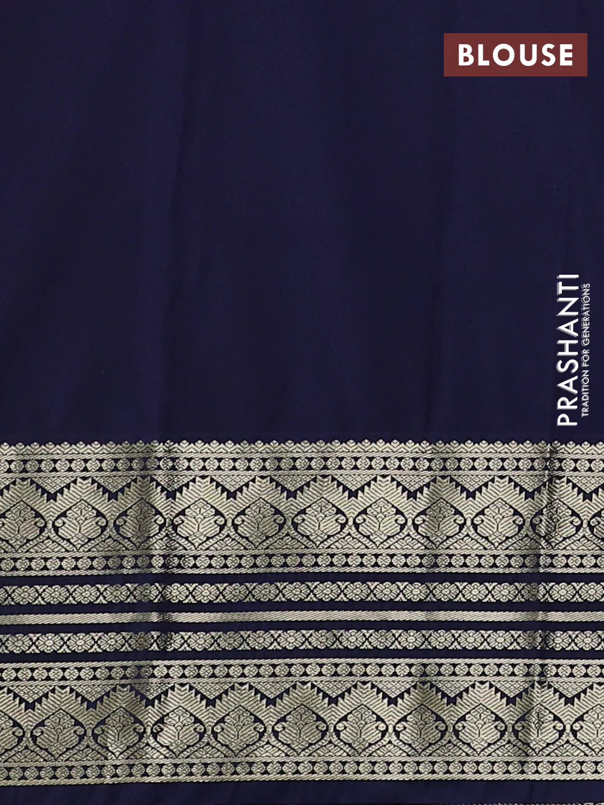 Semi kanchipuram silk saree peach pink and navy blue with zari woven buttas and zari woven border - Image 3