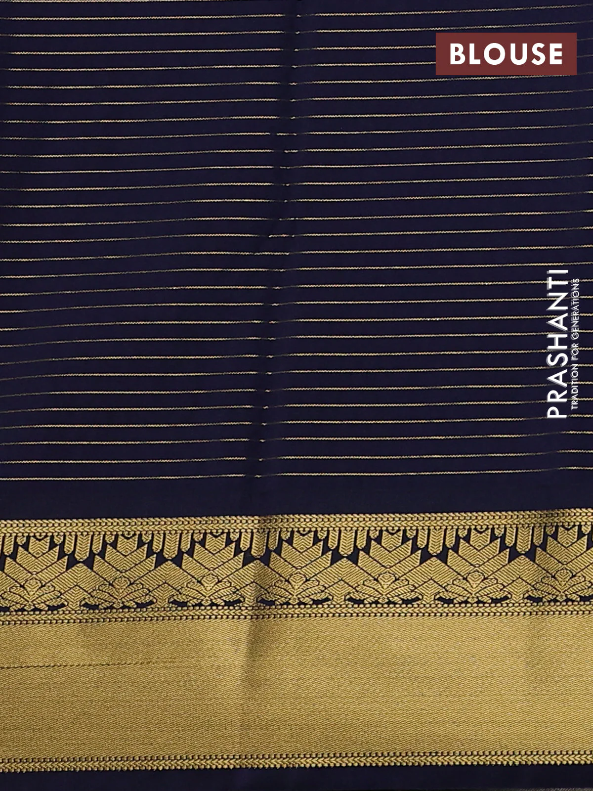 Semi kanchipuram silk saree pink and navy blue with allover zari weaves & buttas and rich zari korvai border - Image 3