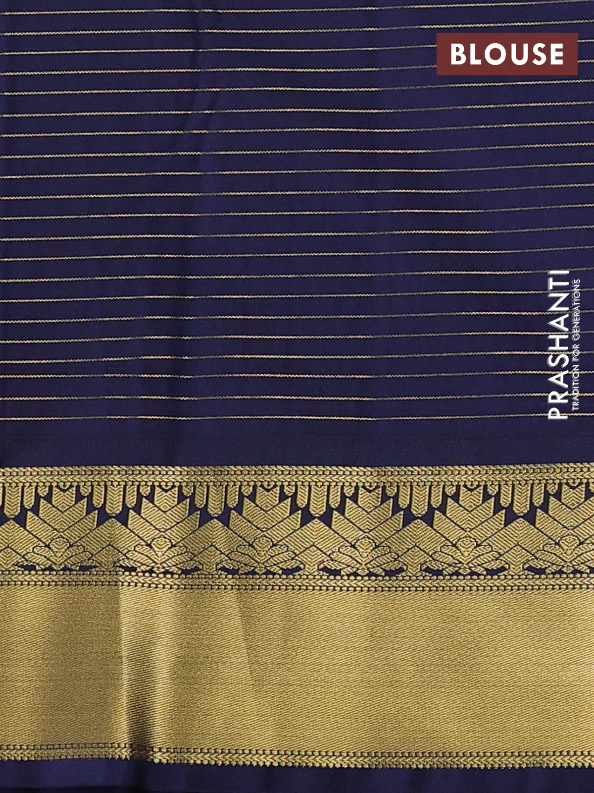 Semi kanchipuram silk saree pink and navy blue with allover zari weaves & buttas and rich zari woven korvai border - Image 3