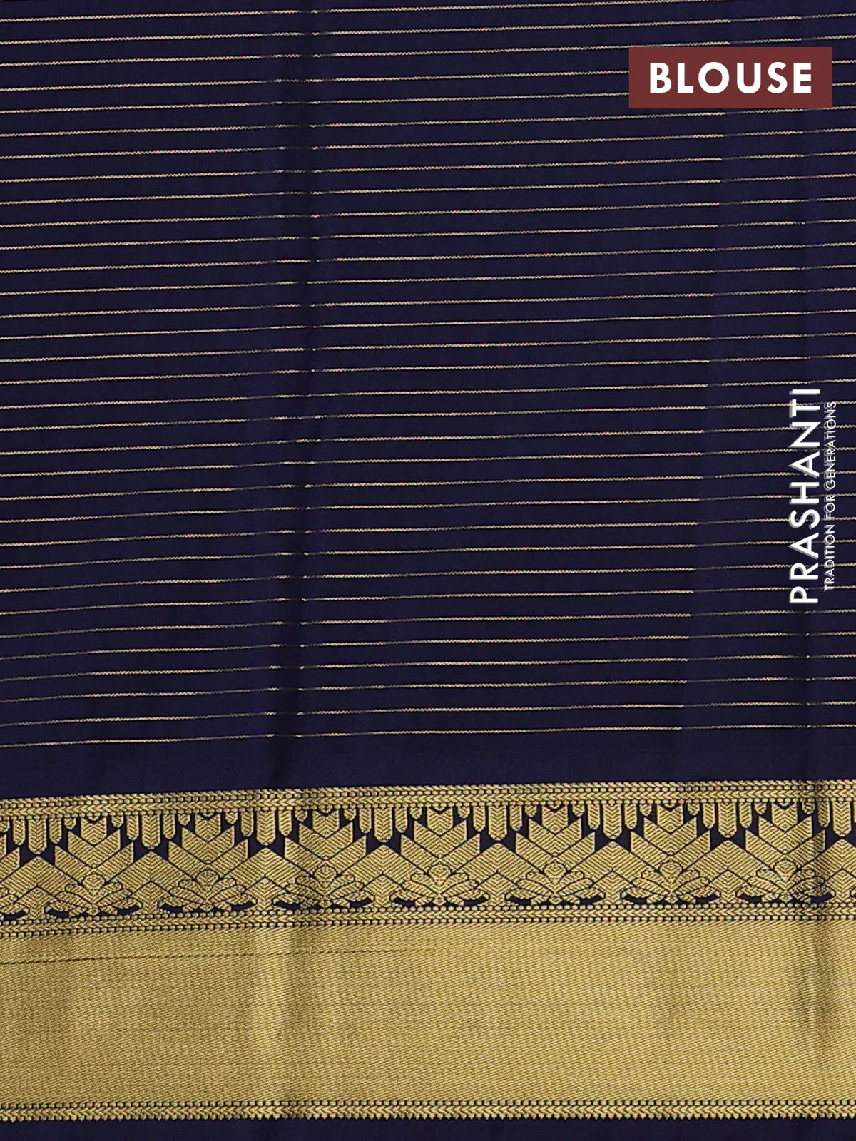 Semi kanchipuram silk saree pink and navy blue with allover zari weaves & buttas and rich zari woven korvai border - Image 3