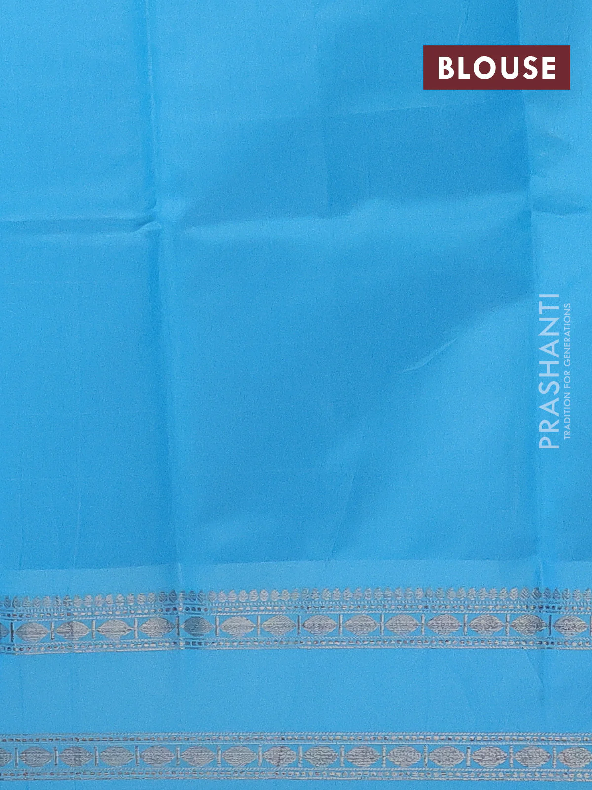 Semi kanchipuram silk saree royal blue and light blue with allover floral digital prints and rettapet woven border - Image 4
