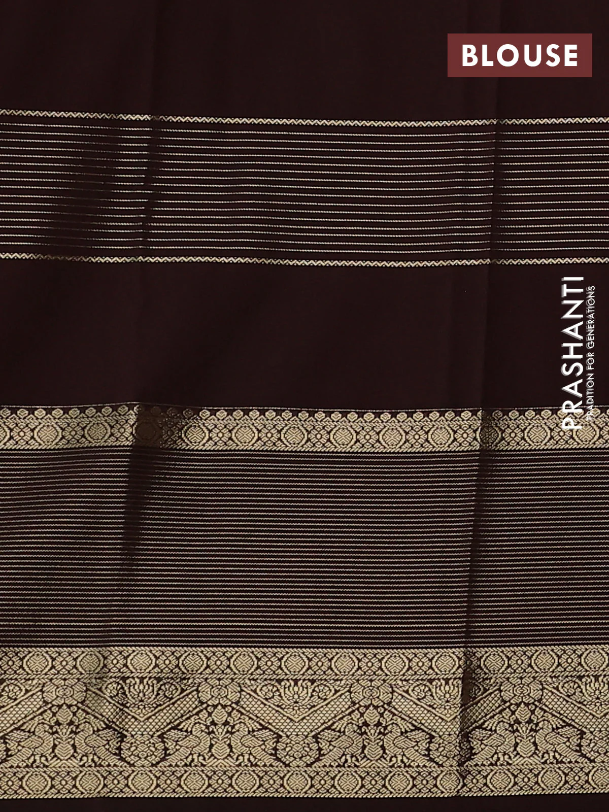 Semi kanchipuram silk saree rustic orange and coffee brown with allover zari weaves & buttas and long zari woven border - Image 3