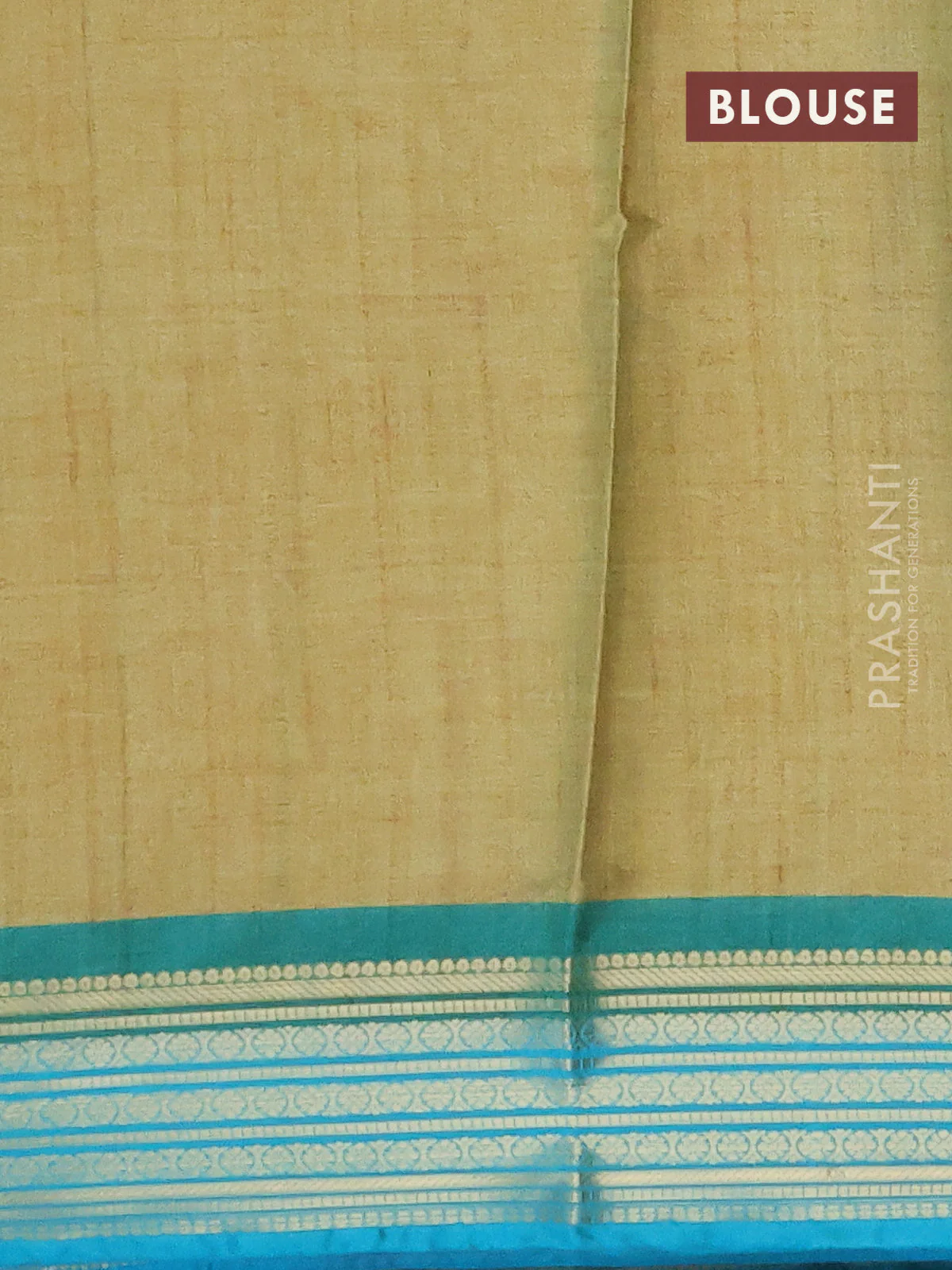 Semi kanchipuram silk saree yellow shade and teal blue with allover digital prints and zari woven border - Image 4