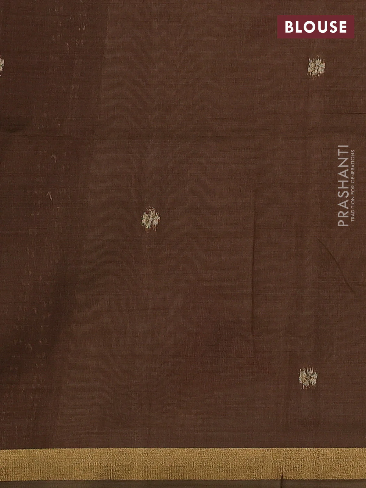 Semi linen saree beige and brown with allover thread woven buttas and paithani pallu - Image 3