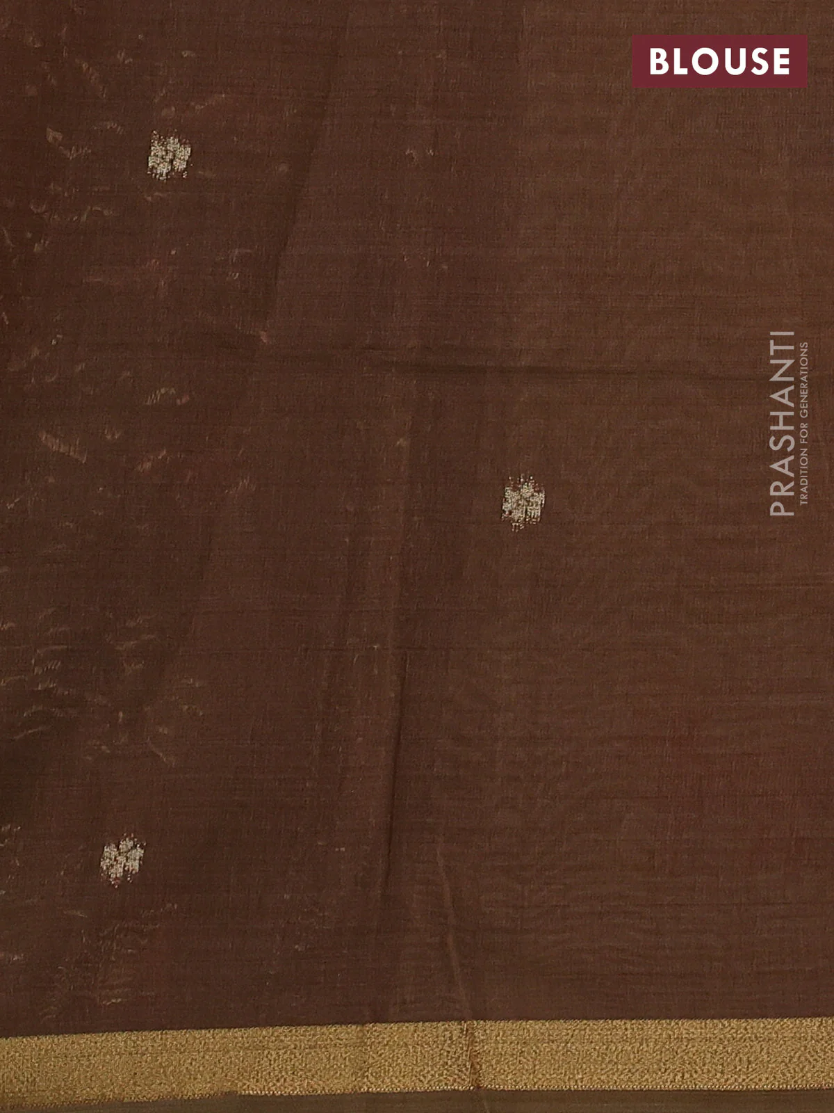 Semi linen saree beige and brown with allover thread woven buttas and paithani pallu - Image 3