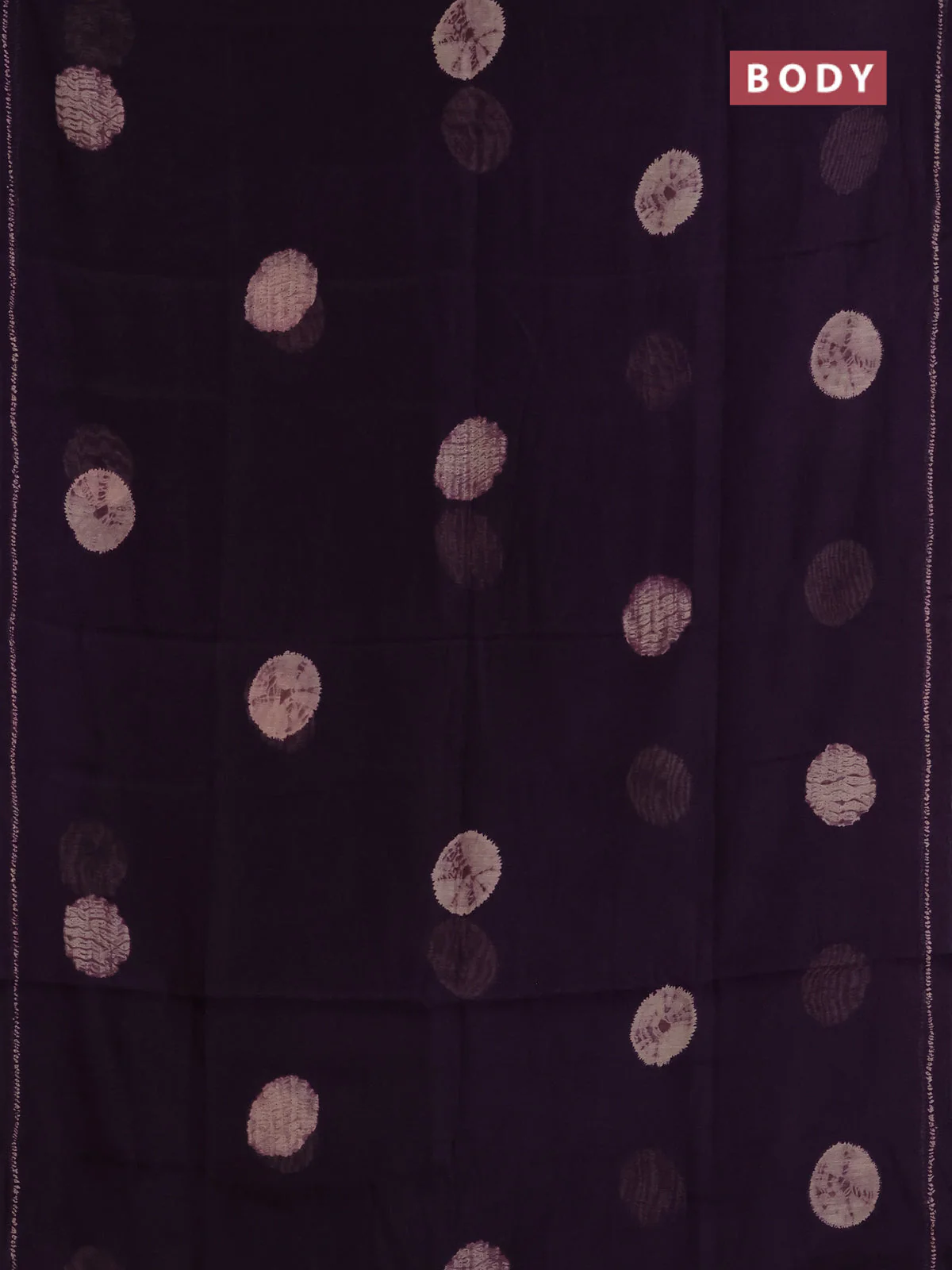 Semi linen saree deep jamun and beige with shibori butta prints and kalamkari printed pallu - Image 4