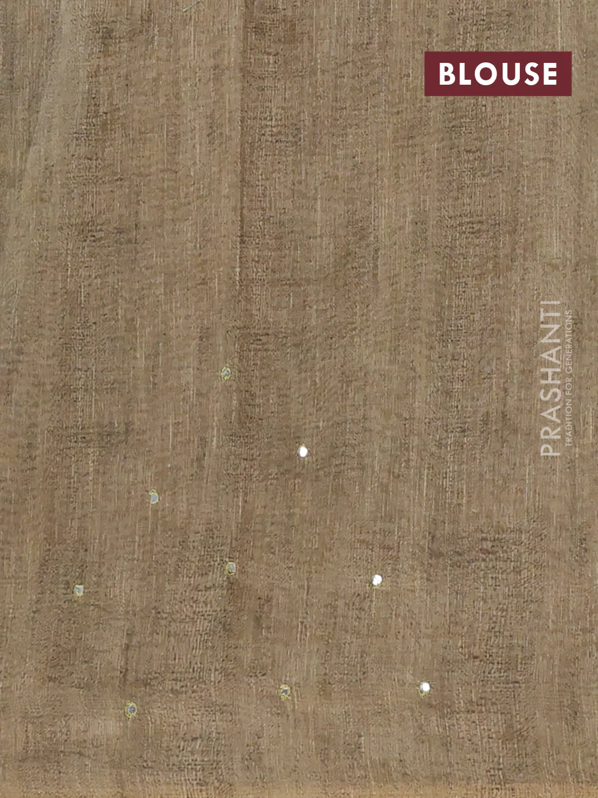 Semi linen saree elaichi green with allover madhubani prints & mirror work - Image 4