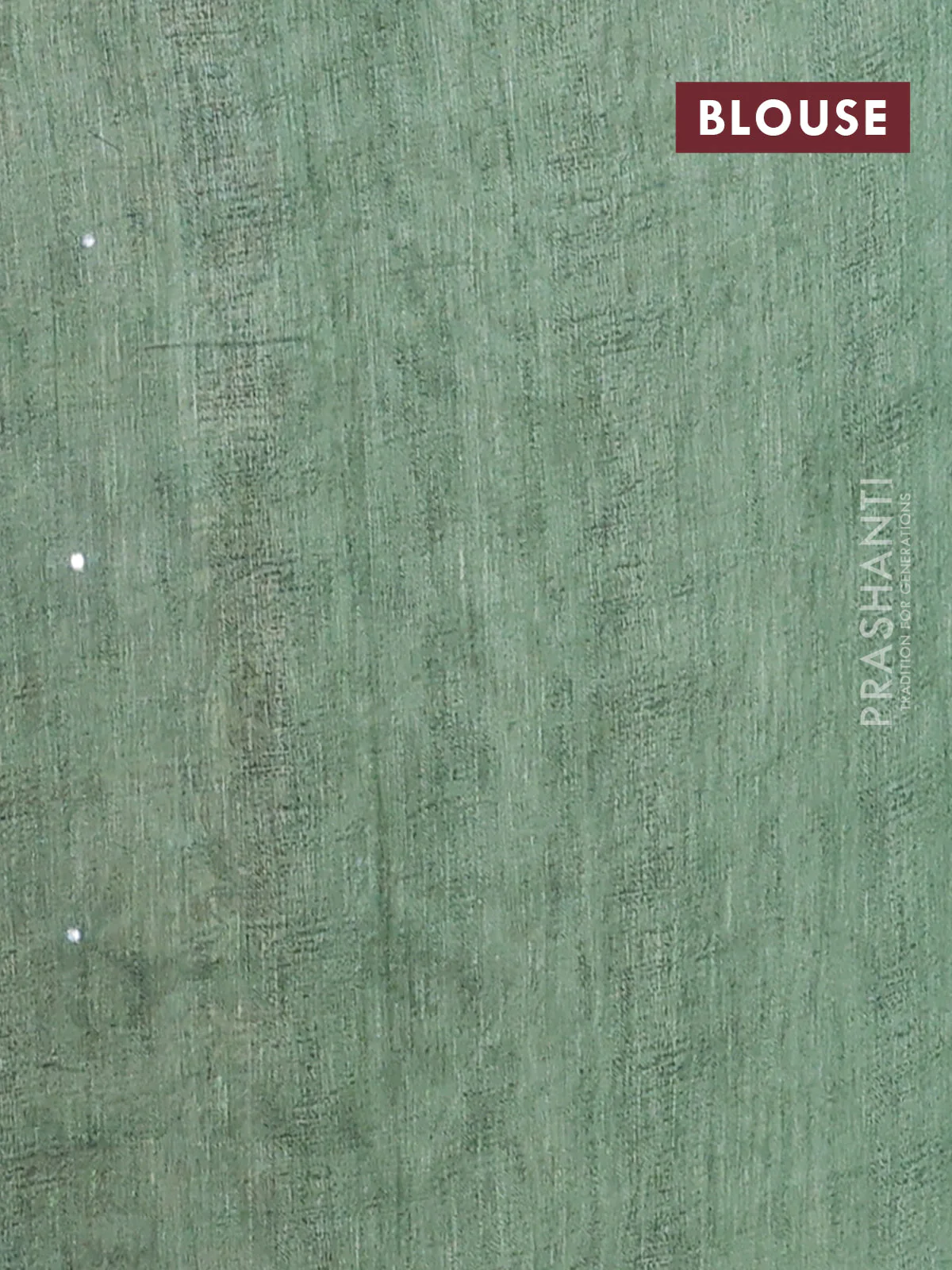 Semi linen saree green with allover madhubani prints & mirror work - Image 4