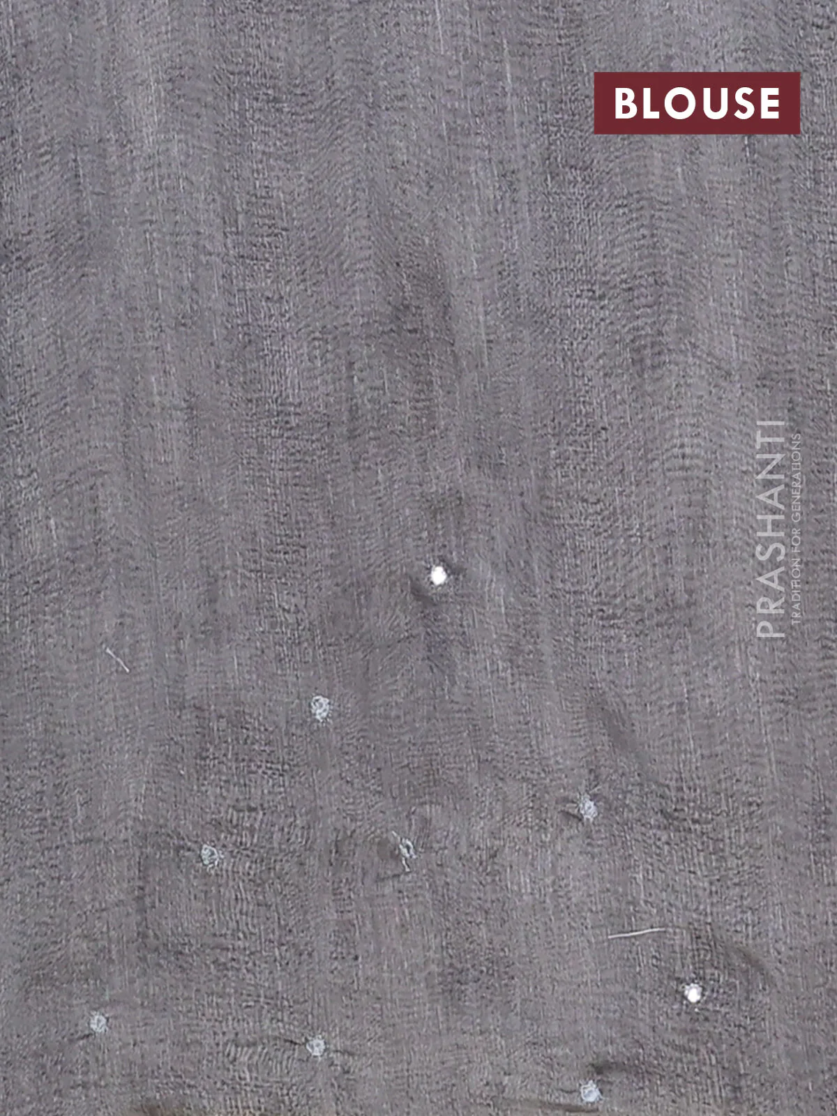 Semi linen saree grey with allover madhubani prints & mirror work - Image 4
