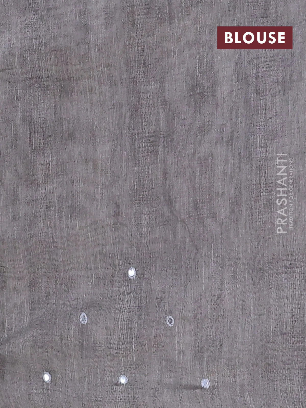 Semi linen saree grey with allover madhubani prints & mirror work - Image 4