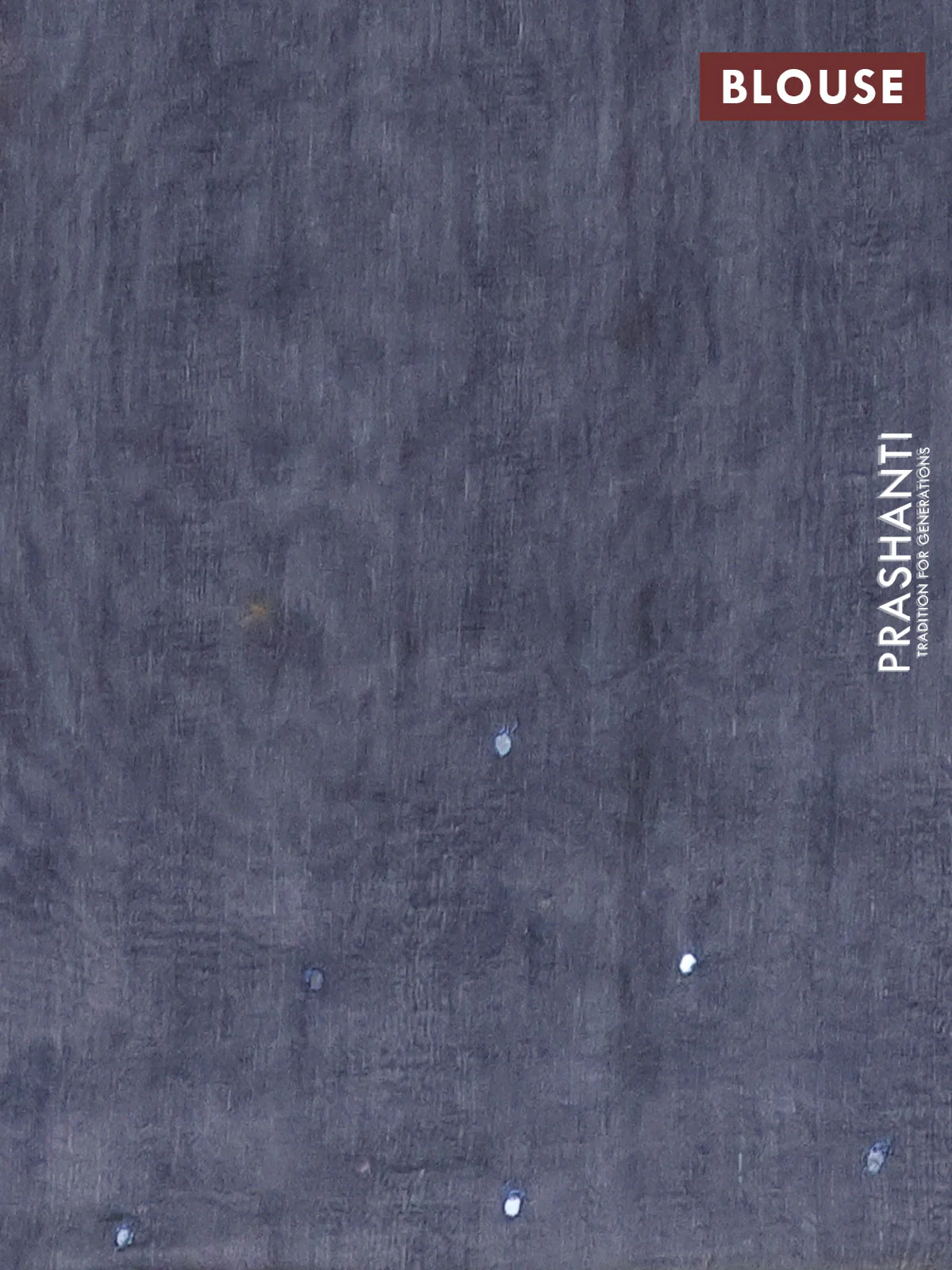 Semi linen saree greyish blue with allover madhubani prints & mirror work - Image 4