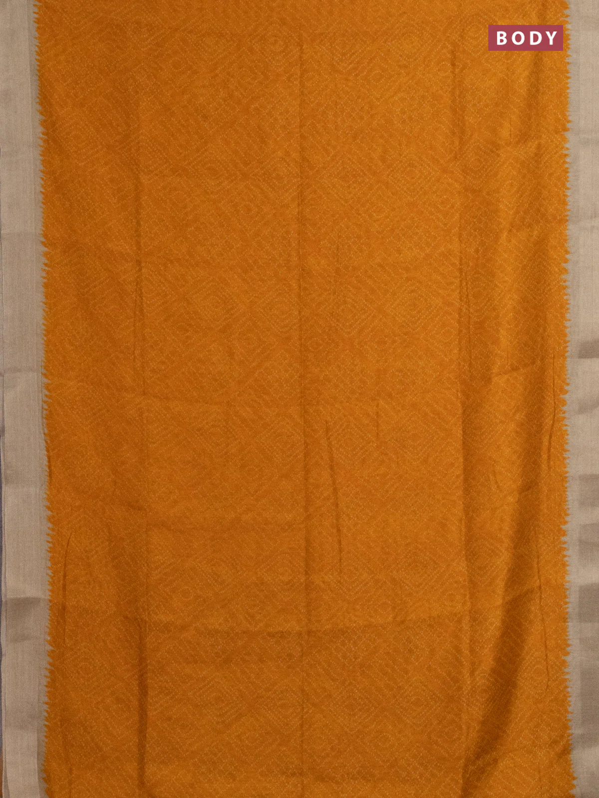 Semi linen saree mango yellow and beige with allover bandhani prints and kalamkari printed pallu & blouse - Image 2