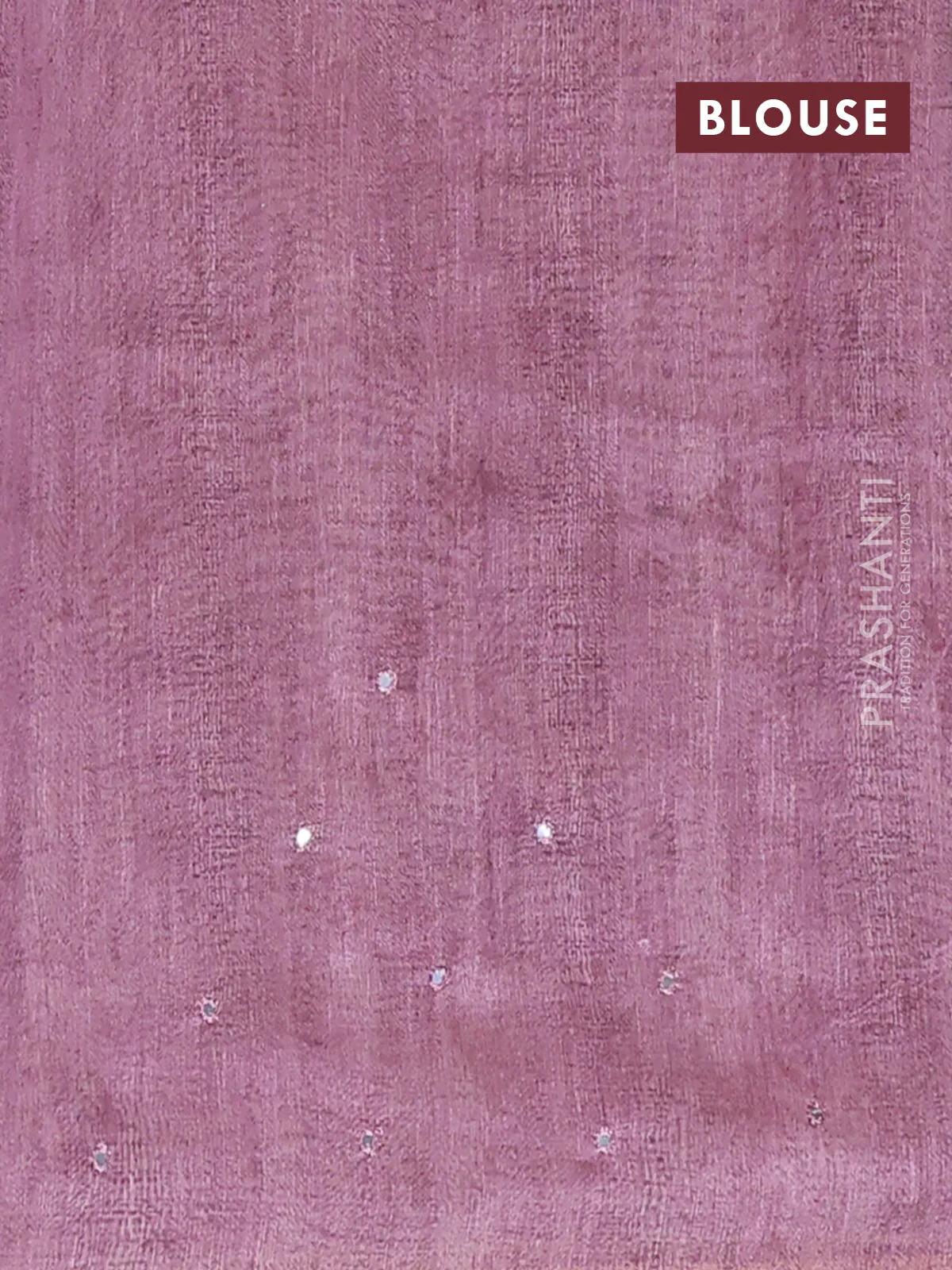 Semi linen saree mauve pink with allover madhubani prints & mirror work - Image 4