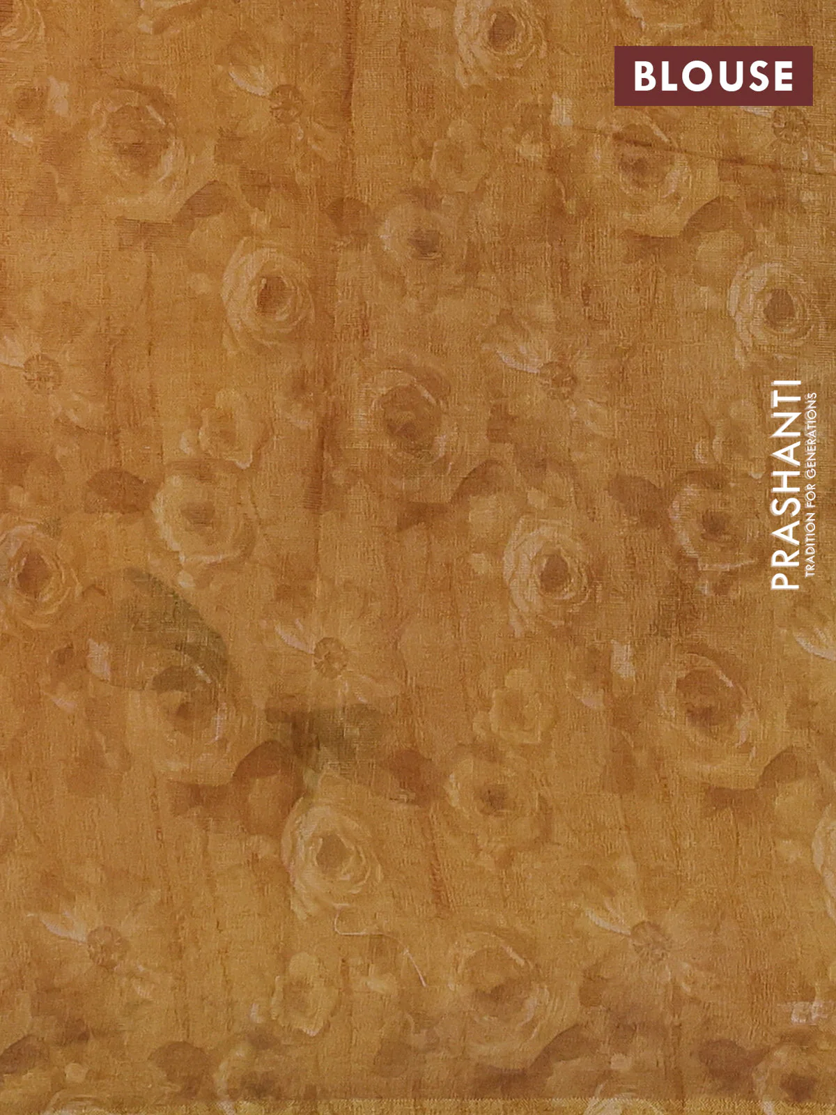semi linen saree mustard yellow with allover floral digital prints and piping border - Image 4