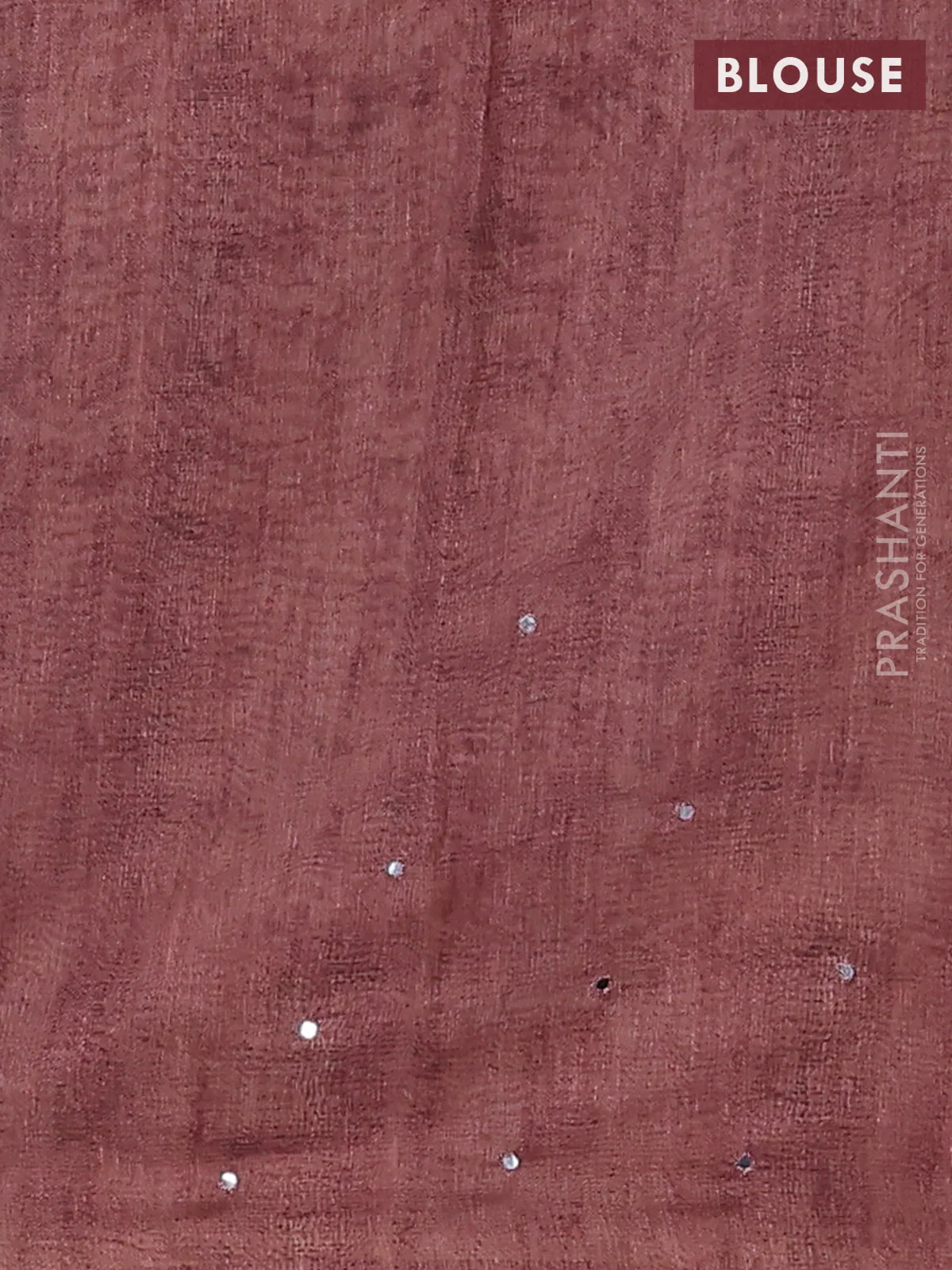 Semi linen saree pastel brown with allover madhubani prints & mirror work - Image 4