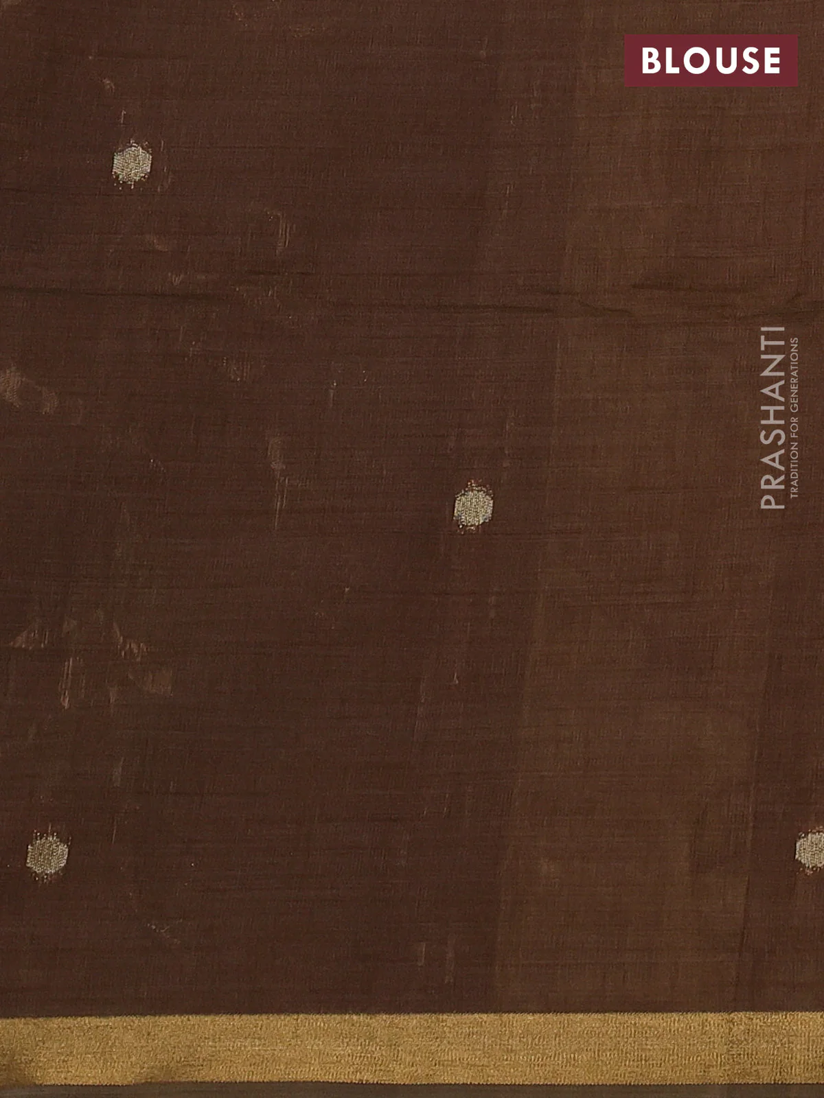Semi linen saree sandal and brown with allover thread weaves and paithani pallu - Image 3
