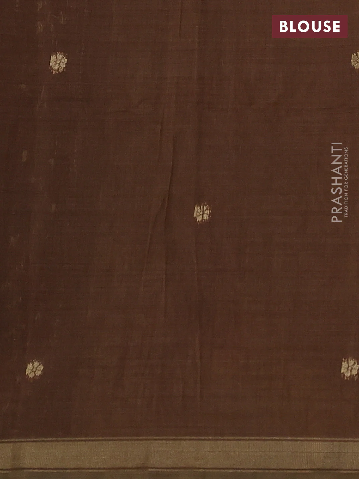 Semi linen saree sandal and brown with allover thread weaves and paithani pallu - Image 3
