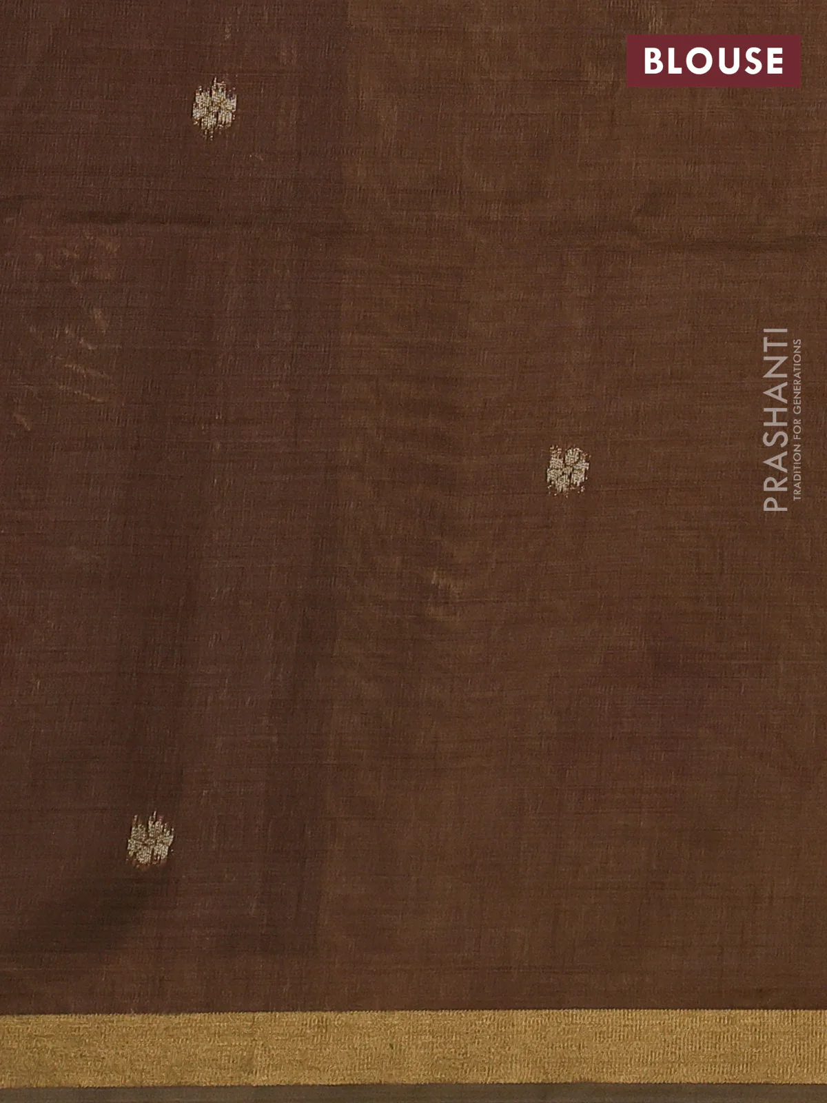 Semi linen saree sandal and brown with allover thread woven buttas and paithani pallu - Image 3