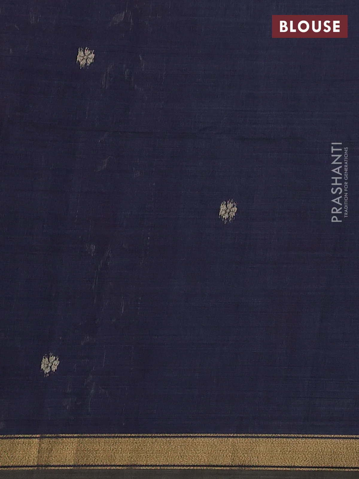 Semi linen saree teal blue and navy blue with allover thread weaves and paithani pallu - Image 3