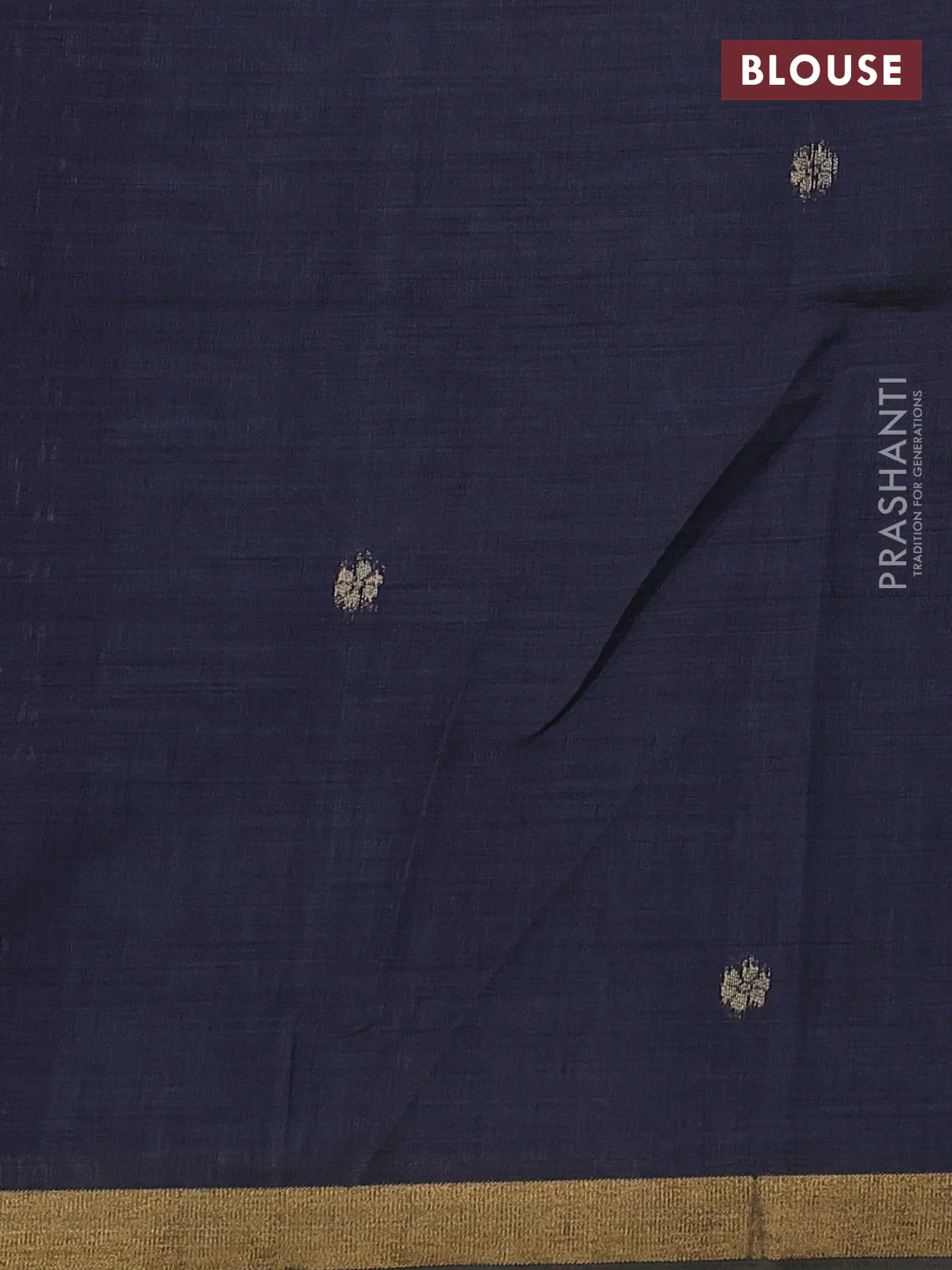 Semi linen saree teal blue and navy blue with allover thread woven buttas and paithani pallu - Image 3