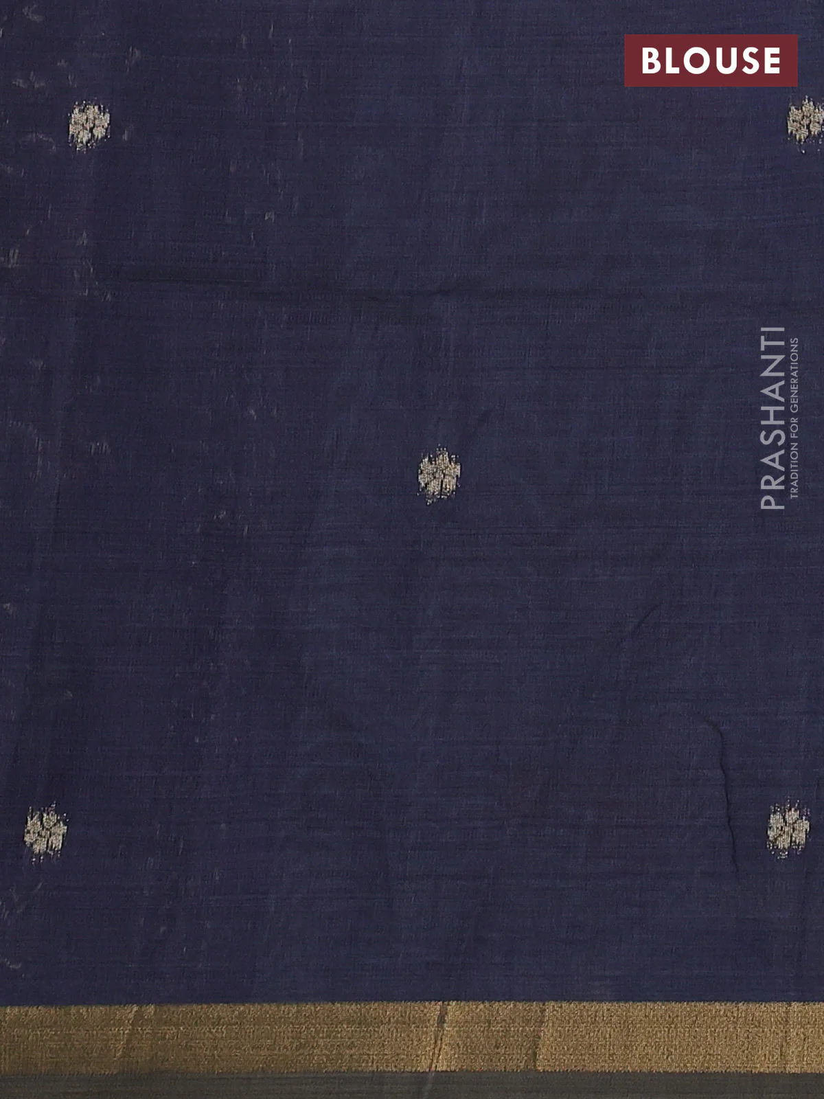 Semi linen saree teal blue and navy blue with allover thread woven buttas and paithani pallu - Image 3