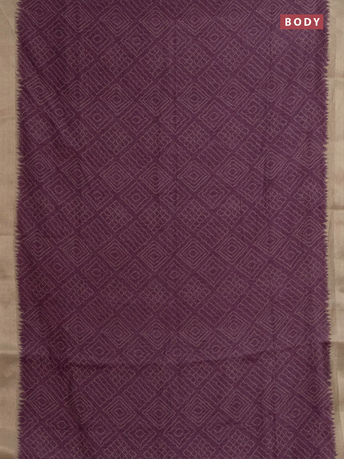 Semi linen saree wine shade and beige with allover bandhani prints and kalamkari printed pallu & blouse - Image 2