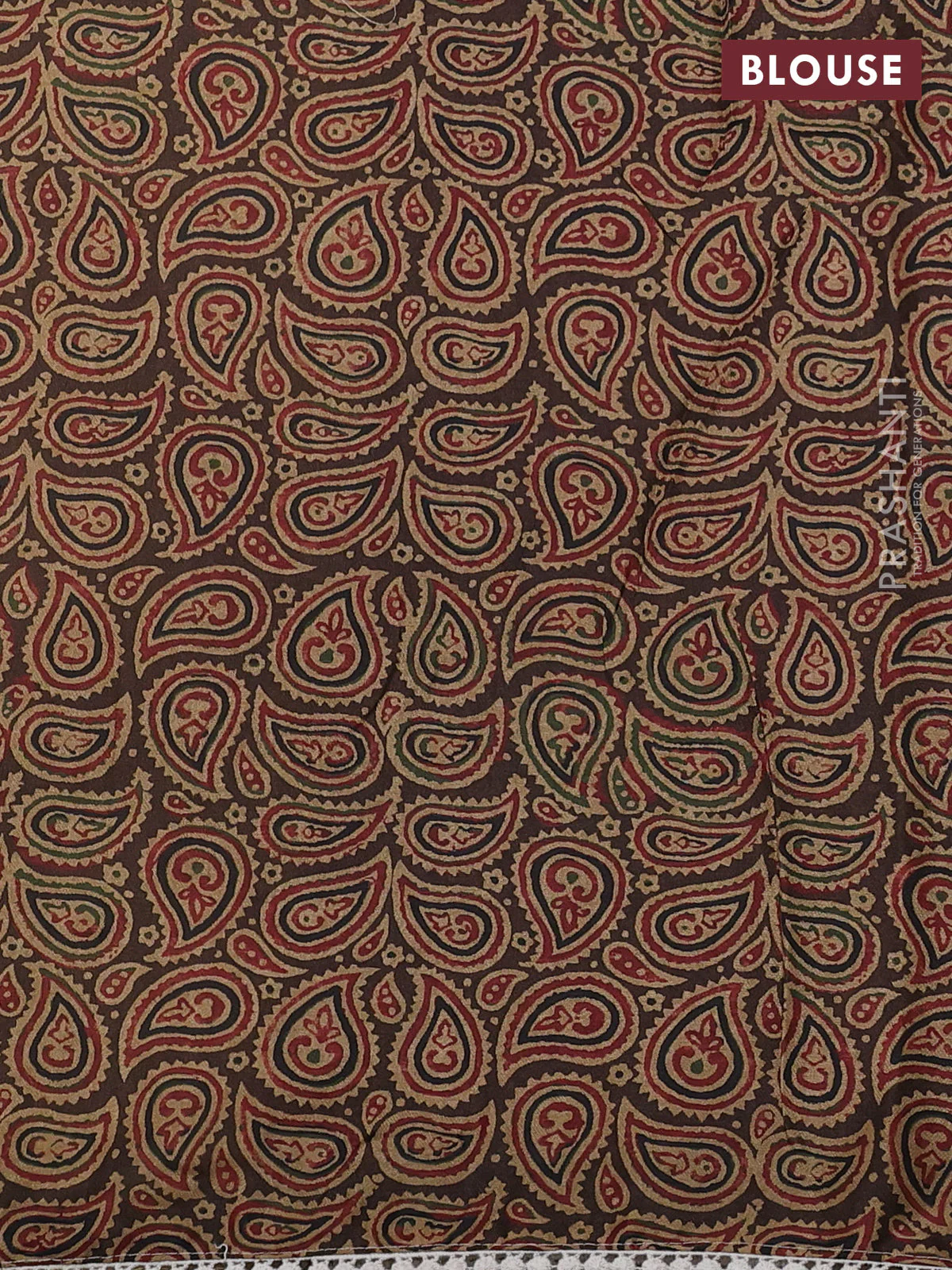 Semi linen tissue saree cream and brown with applique work and crocia lace work border - Image 4