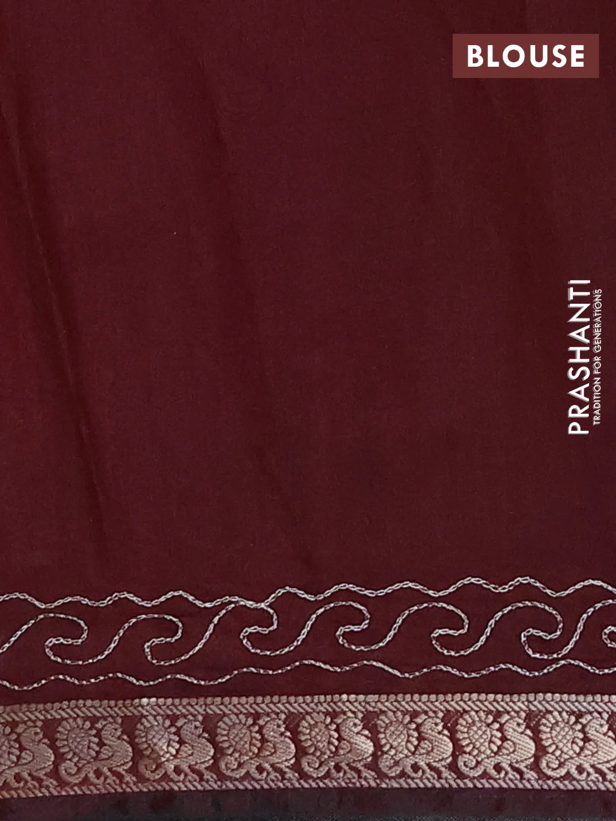 Semi maheshwari cotton saree mauve pink and deep maroon with allover pichwai embroidery work and zari woven border - Image 4