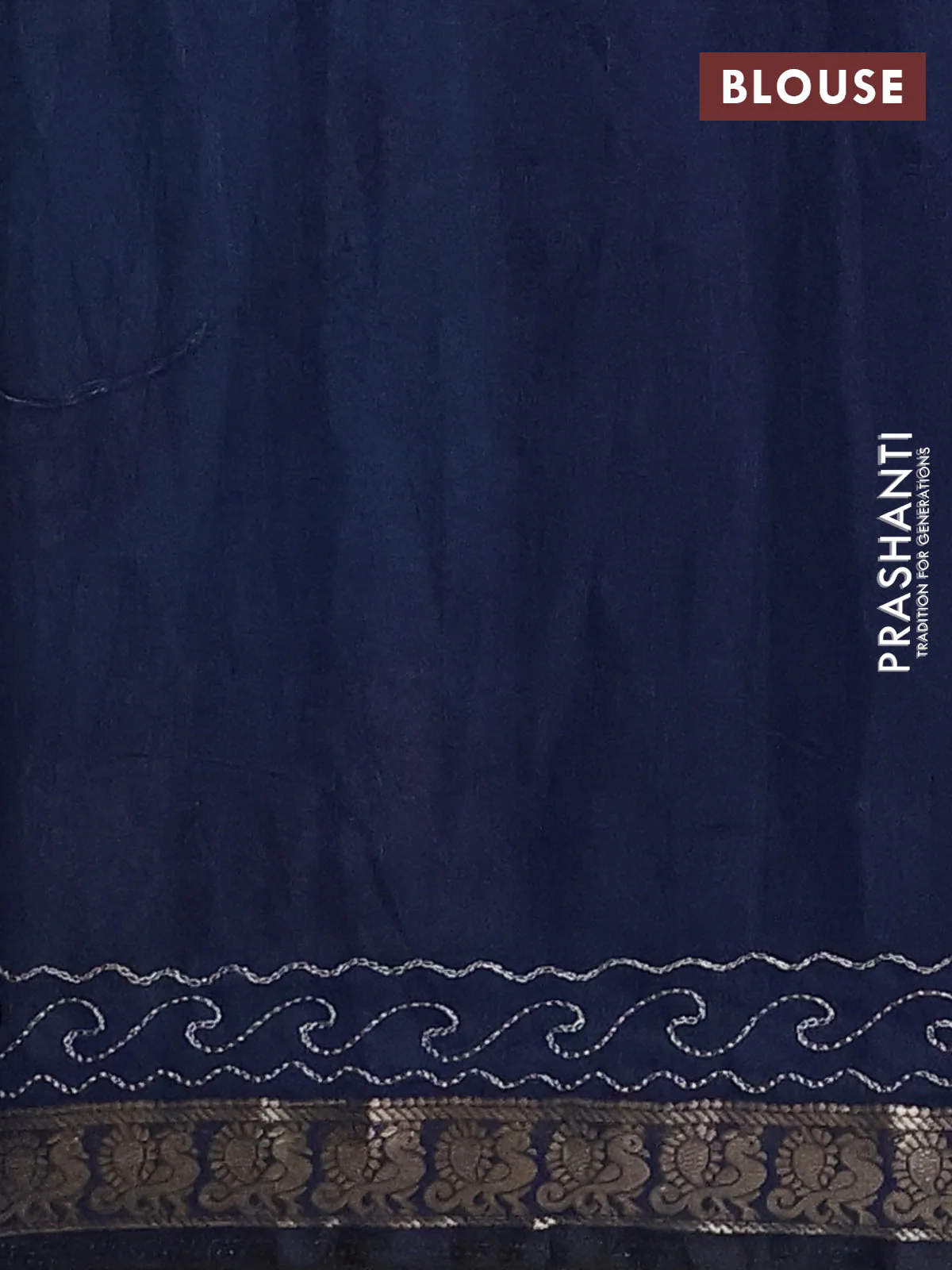 Semi maheshwari cotton saree teal shade and peacock blue with allover pichwai embroidery work and zari woven border - Image 4