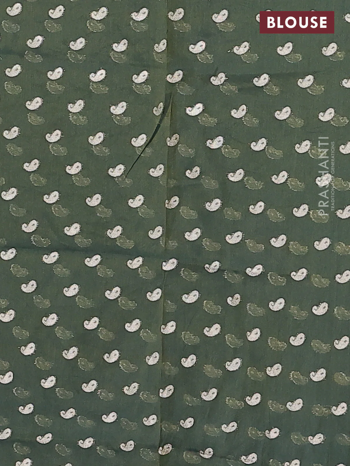 Semi mangalagiri saree green with plain body and zari woven border and Zari brocade blouse - Image 4