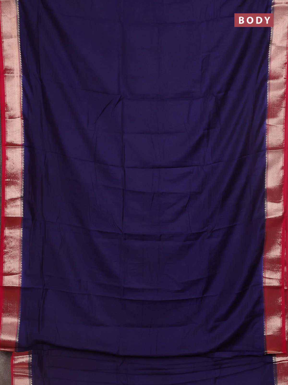 Semi mangalgiri saree blue and pink with plain body and zari woven border - Image 2