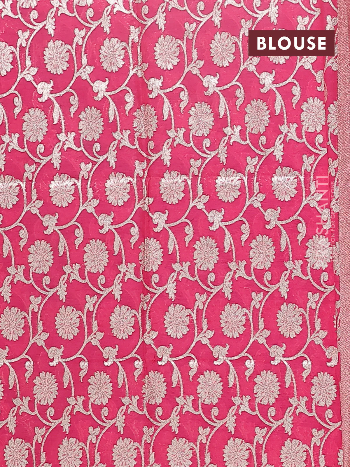 Semi mangalgiri saree blue and pink with plain body and zari woven border - Image 4