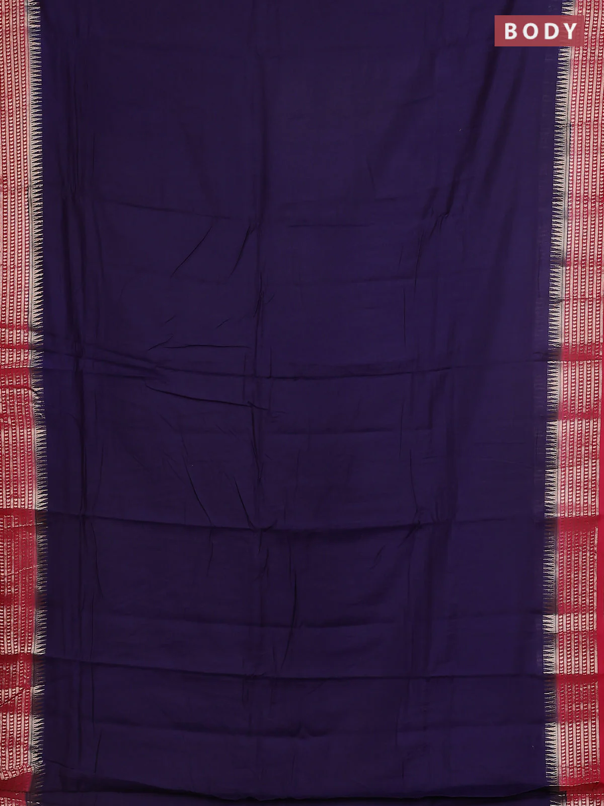Semi mangalgiri saree dark blue and pink with plain body and zari woven border - Image 2