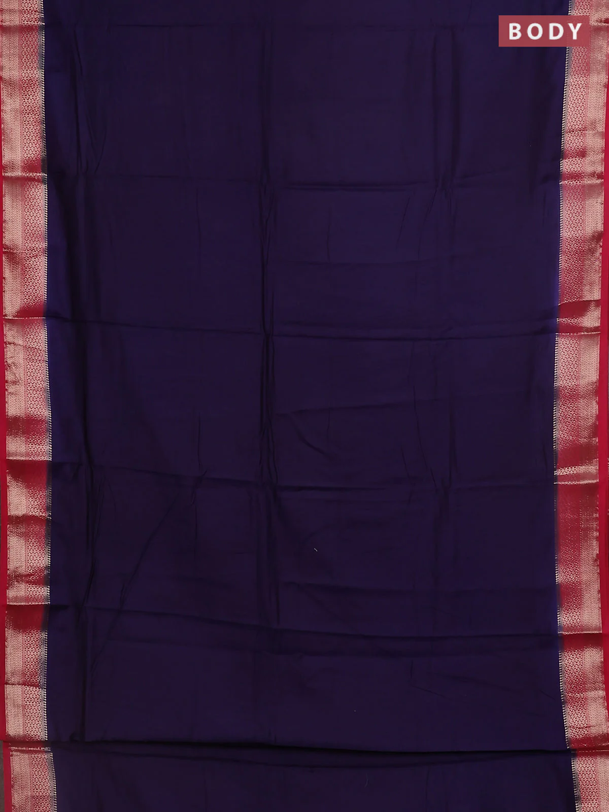 Semi mangalgiri saree dark blue and pink with plain body and zari woven border - Image 2