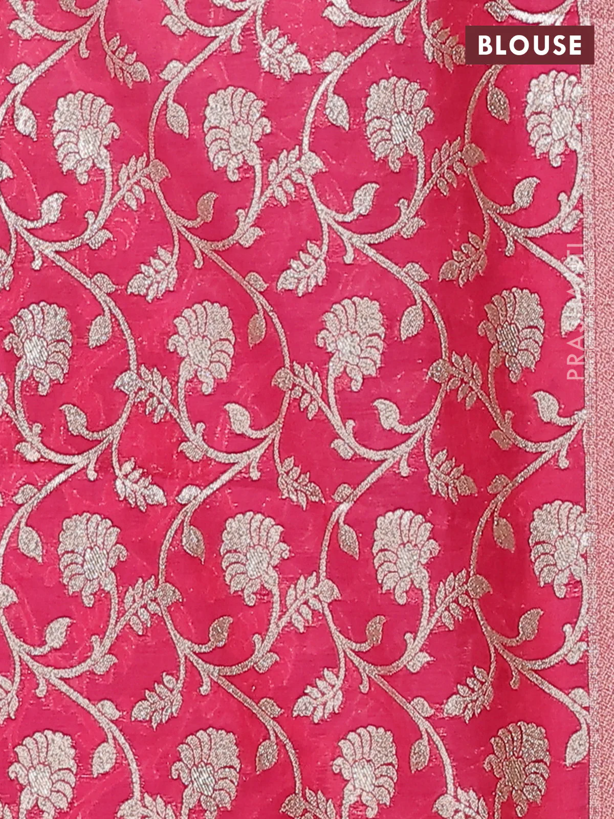 Semi mangalgiri saree dark blue and pink with plain body and zari woven border - Image 4