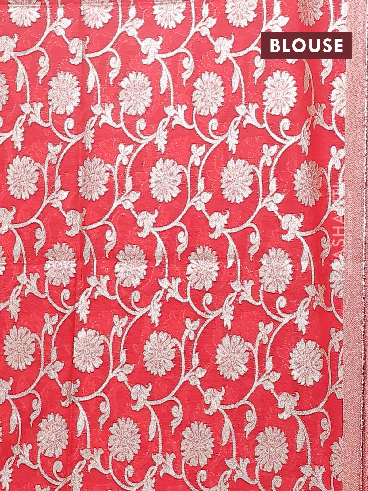Semi mangalgiri saree deep wine shade and red with plain body and zari woven border - Image 4