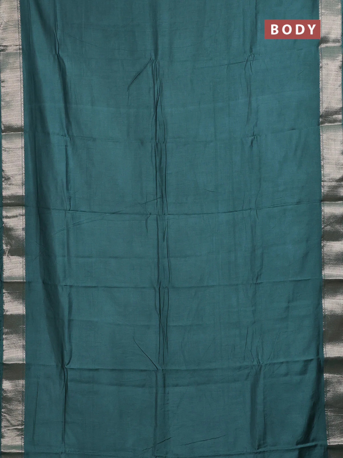 Semi mangalgiri saree green with plain body and zari woven border - Image 2