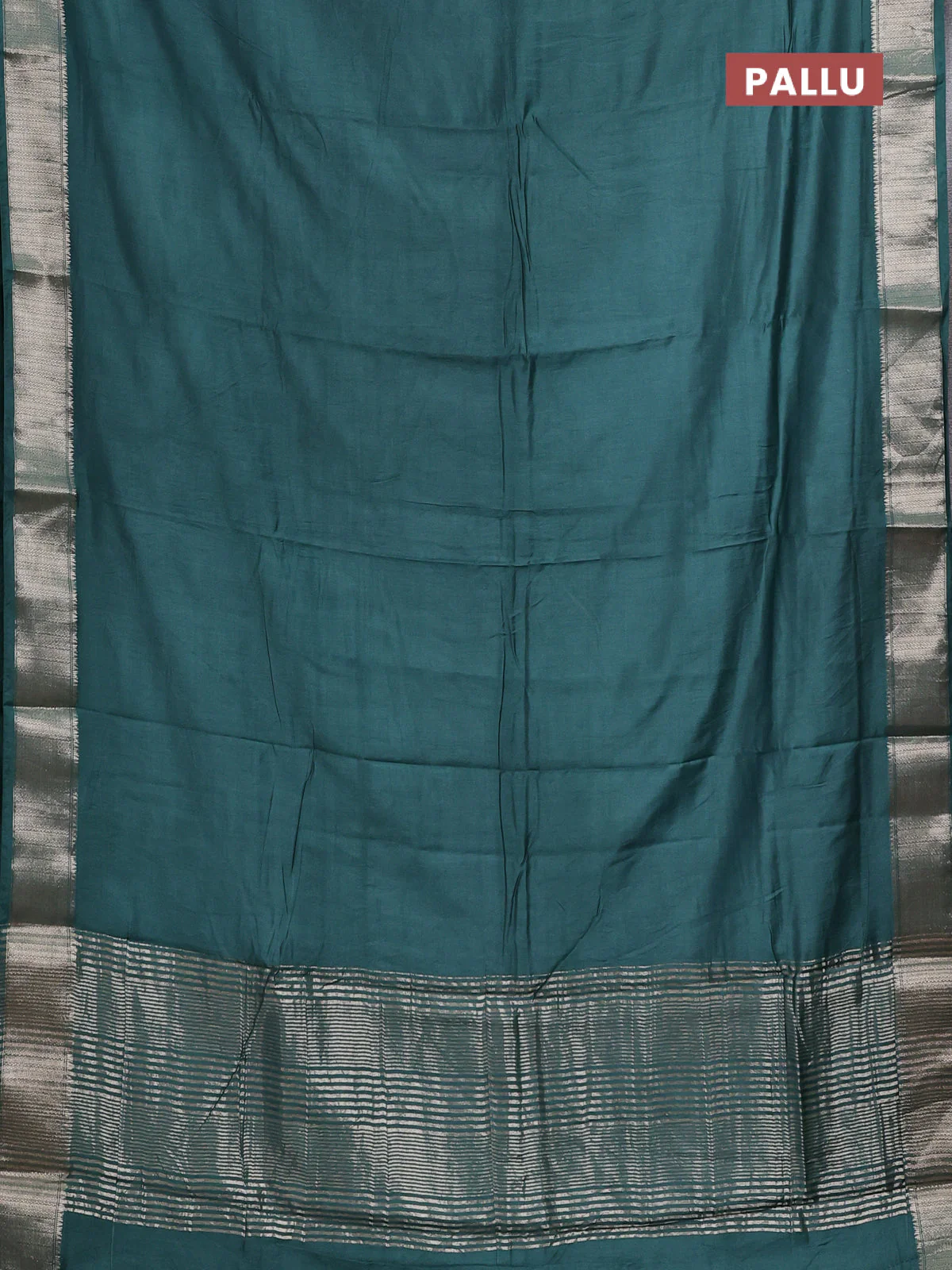 Semi mangalgiri saree green with plain body and zari woven border - Image 3