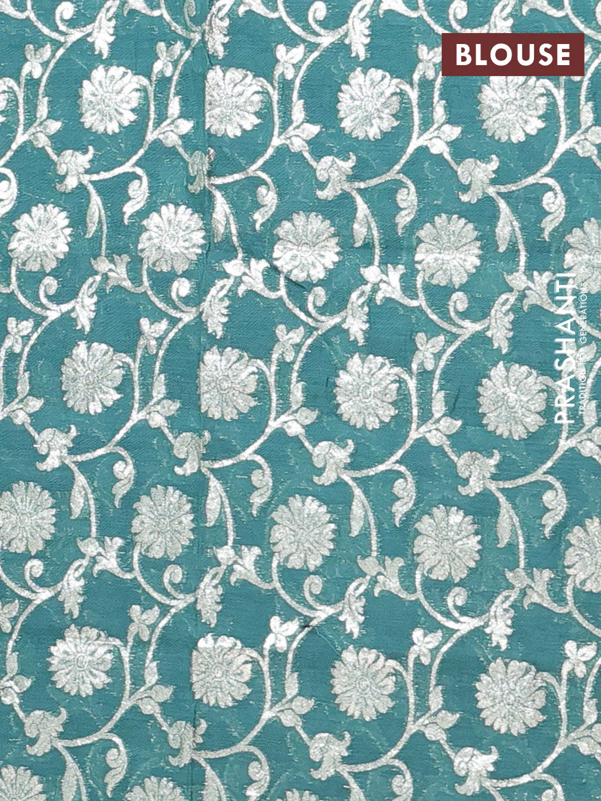 Semi mangalgiri saree green with plain body and zari woven border - Image 4