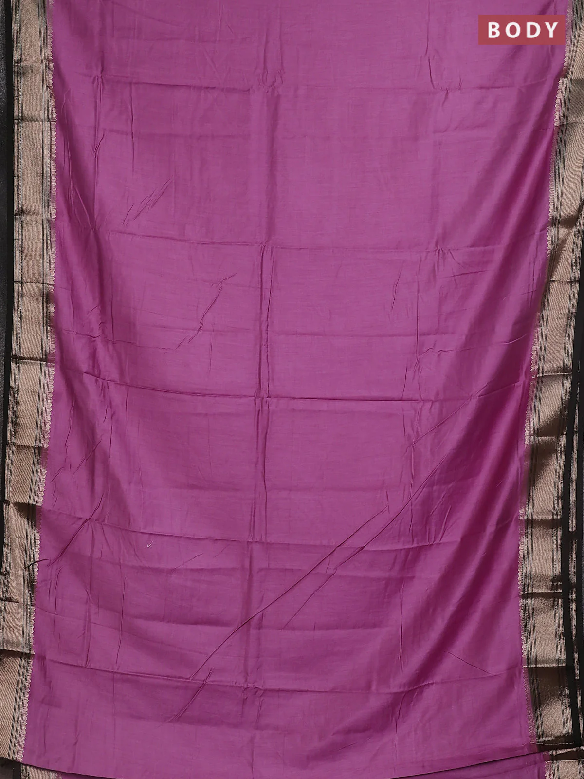 Semi mangalgiri saree lavender and black with plain body and zari woven border - Image 2