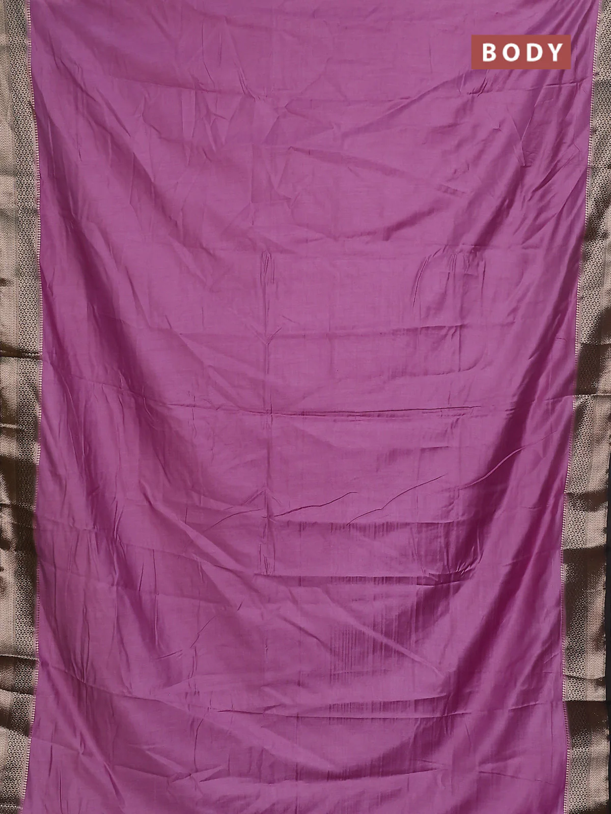 Semi mangalgiri saree lavender and black with plain body and zari woven border - Image 2