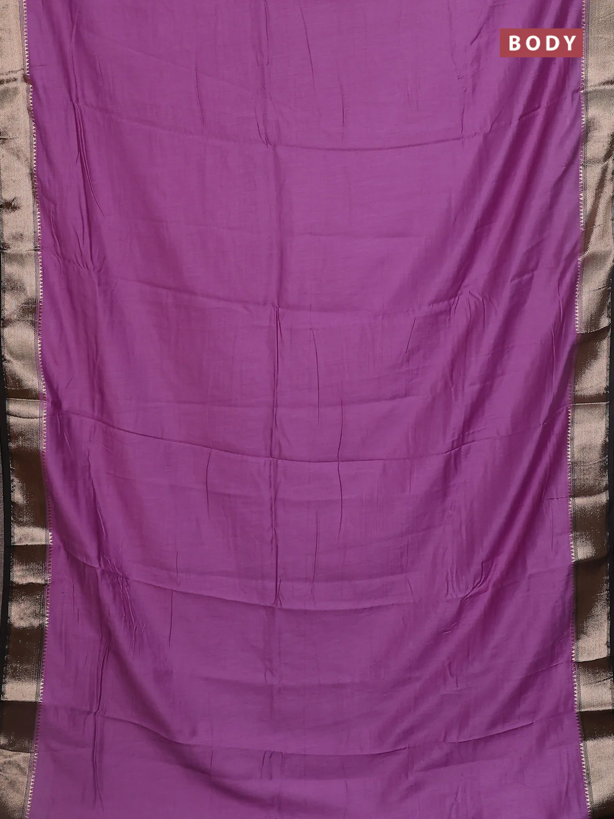 Semi mangalgiri saree lavender shade and black with plain body and zari woven border - Image 2