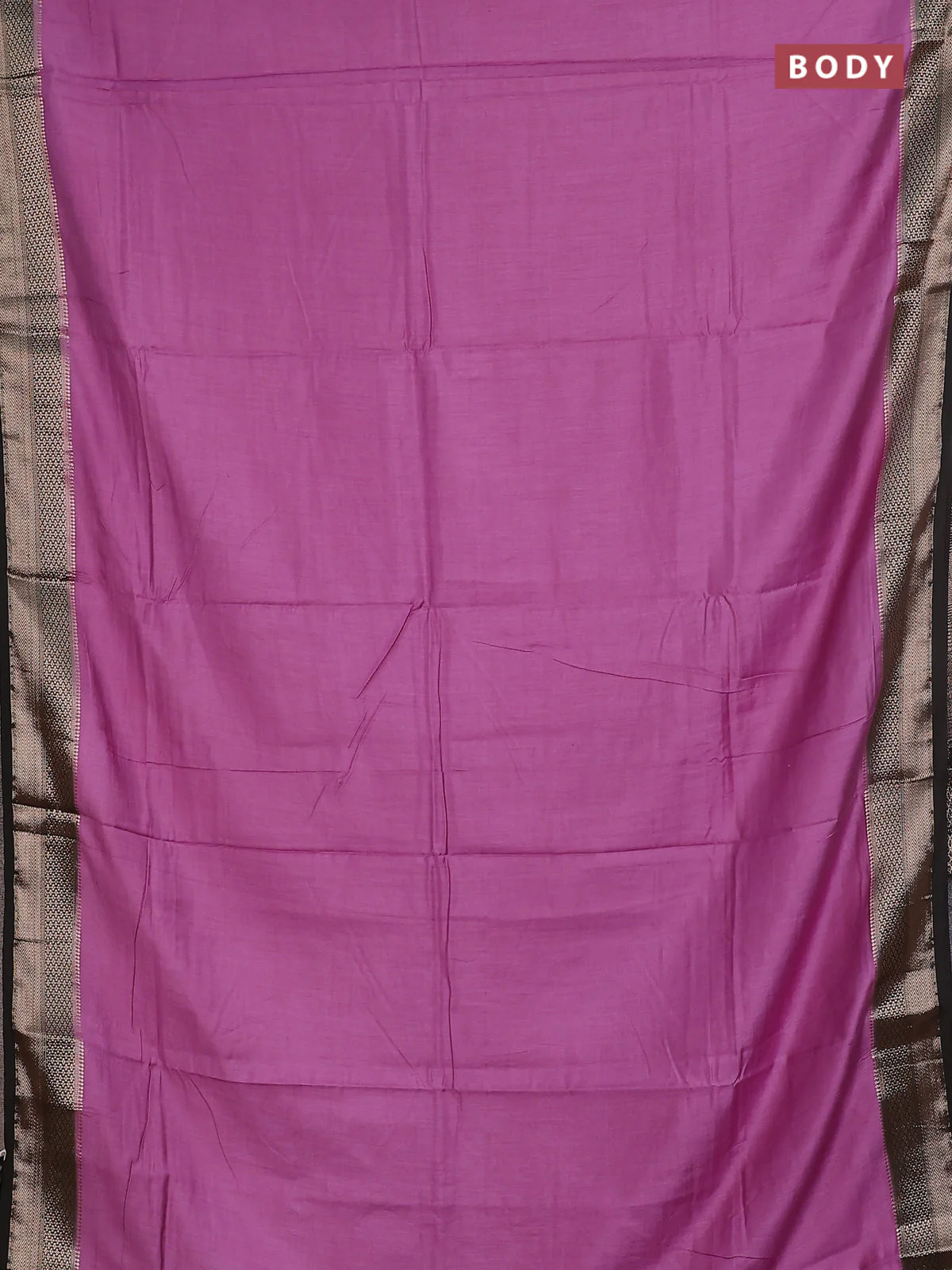 Semi mangalgiri saree lavender shade and black with plain body and zari woven border - Image 2
