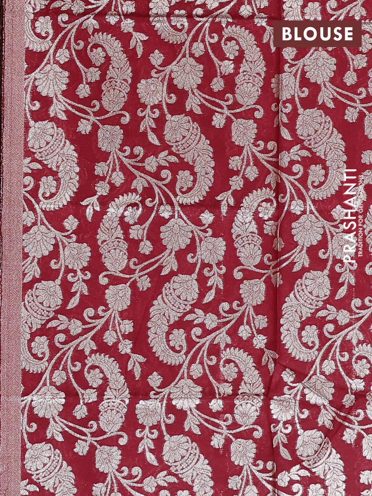 Semi mangalgiri saree light green and maroon with plain body and zari woven border - Image 4