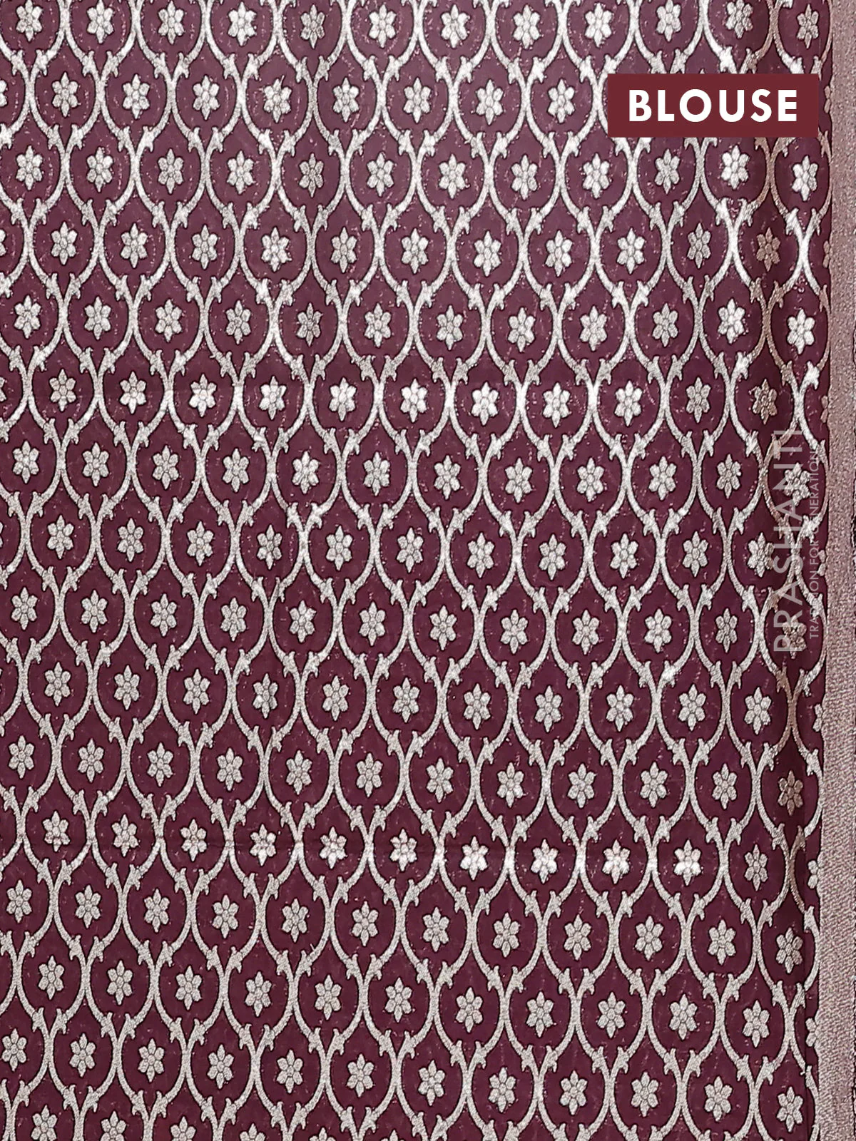 Semi mangalgiri saree mauve pink and brown with plain body and zari woven border - Image 4